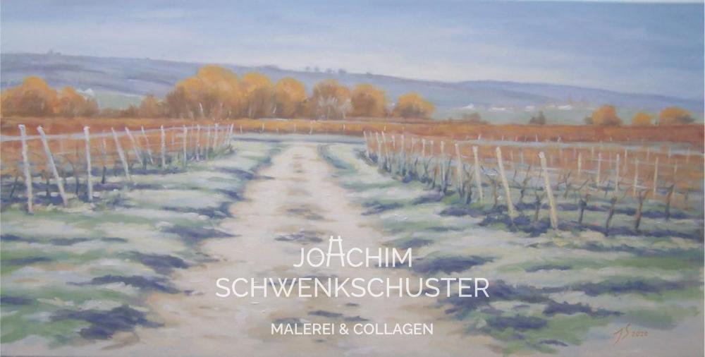 Weinberge mit Weiden, Winter, 2020-6, Leinwand, 40x80