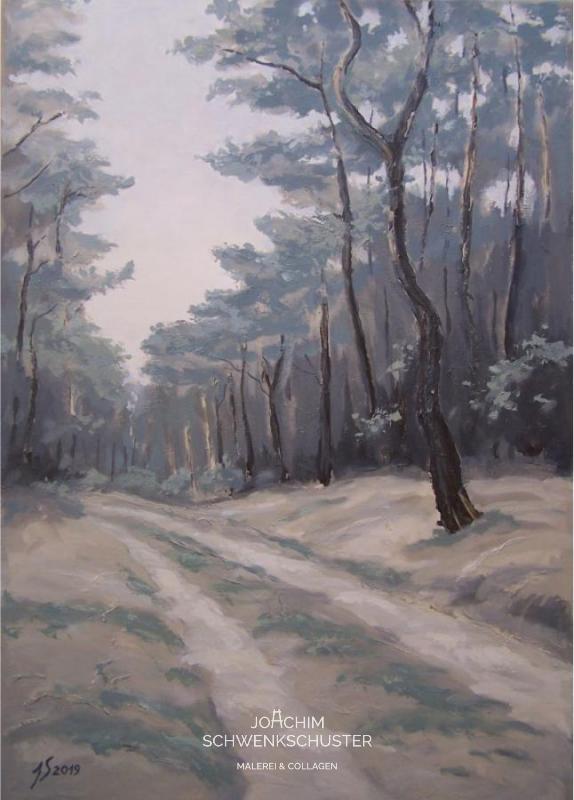 Waldweg im Winter, 2019-1, Leinwand, 70x50