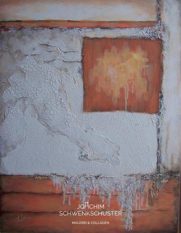 Collage, Orange II, 2014-3, Holztafel, 52x40