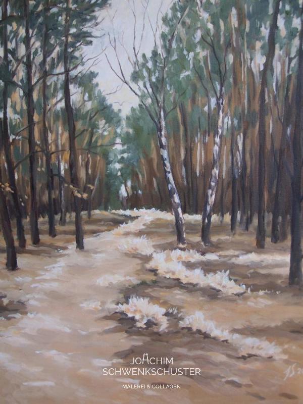 Waldweg im Winter, 2016-4, Leinwand, 50x40